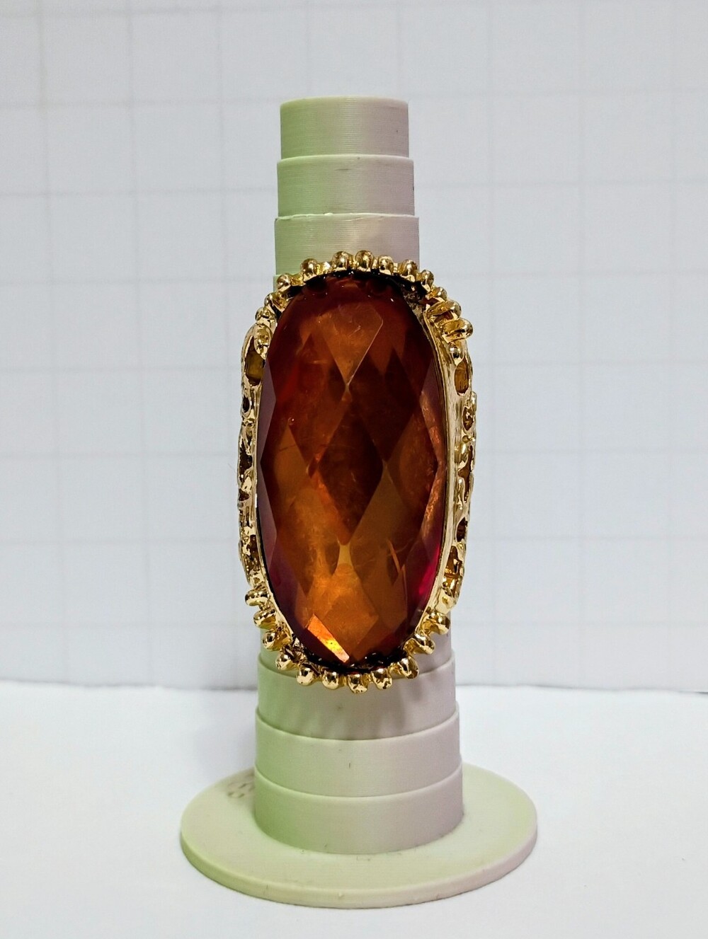 Gold Toned Topaz Looking Stone Statement Ring